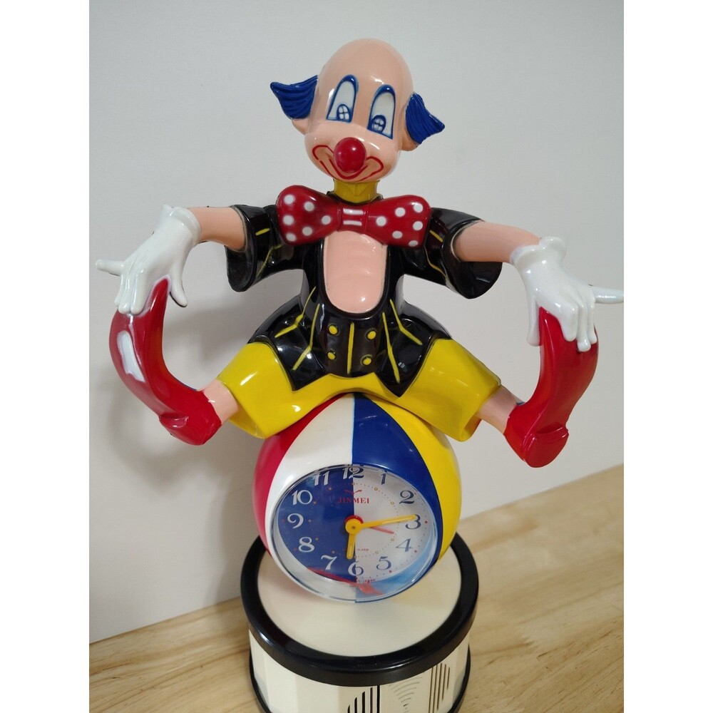 JINMEI CIRCUS CLOWN TALKING ALARM CLOCK MADE IN TAIWAN 60's Works Talks